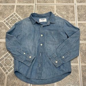 Old Navy Boys Denim Light Wash Button Down Long Sleeve Shirt